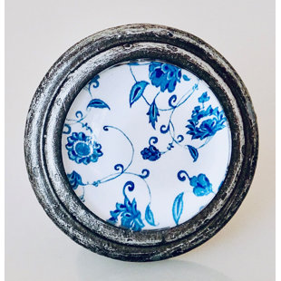 CHARLESTON KNOB COMPANY Blue & White Floral Knob in Silver (Set of 4)
