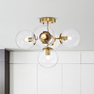 WAREHOUSE OF TIFFANY Glass Semi Flush Mount