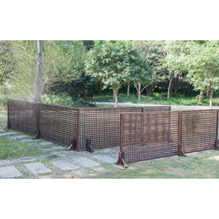 PORPORA 6 ft. H x 3 ft. W Wood Privacy Screen/Trellis with Legs, Lattice Panel, and Privacy Veil (Set of 4)