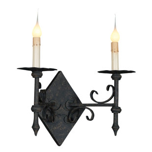 ELLAHOME Trestle 2 - Light Dimmable Antique Black Candle Wall Light