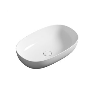 WS Bath Collections Pod 15'' Glossy White Ceramic Oval Bathroom Sink