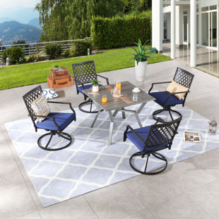 FESTIVAL DEPOT 4 - Person Rectangular Outdoor Dining Set with Cushions