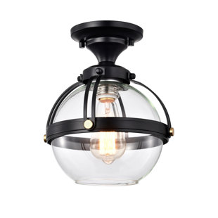 WAREHOUSE OF TIFFANY Glass Semi Flush Mount