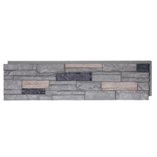 DURAKWIK STONE 13" x 48.43" Ledgestone Stone Wall Paneling in Gray Rocky Boulder