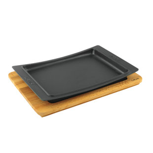 LAVA CAST IRON Lava Enameled Cast Iron Serving Dish 15 inch-Rectangle with Beechwood Platter