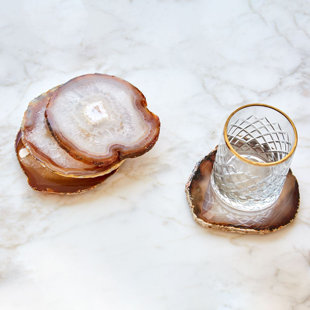 Anna New York Agate Round 4 Piece Coaster Set