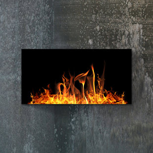 Heat Storm 750 Watt 24x48 in Radiant Wall Mounted Glass Heater Electric Fireplace ON/OFF Switch