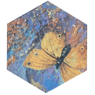 VIRIDIAN MEADOWS Butterfly 6" x 7" Ceramic Wall Tile