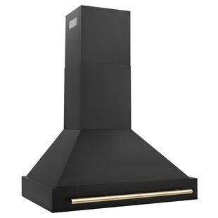 ZLINE 36" Autograph Edition Black Stainless Steel Range Hood w/ Bronze Handle