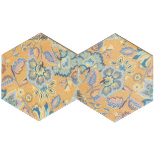 VIRIDIAN MEADOWS Retro Floral 6" x 7" Ceramic Patterned Wall Tile