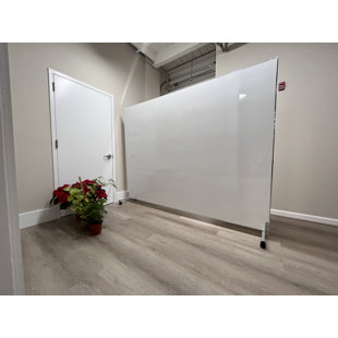 Full Length LiteMirror with White Board Backing and Rolling Stands