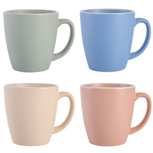 Spice By Tia Mowry Creamy Tahini Stoneware 17Oz Mug Set, Assorted, 4-Piece