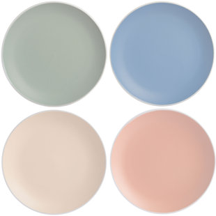 SPICE BY TIA MOWRY Creamy Tahini Stoneware Lunch Plate Set, Assorted, 4-Piece