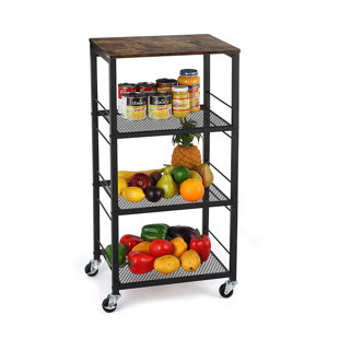 CELLPAK 4-Tier Mesh Storage Rolling Cart Kitchen Utility Cart with Wheels