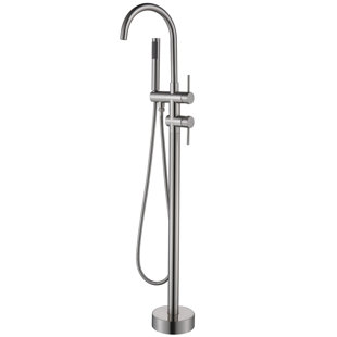 RBROHANT 45.47" Freestanding Tub Filler Floor Mount Double Handle Bathtub Faucet with Hand Shower