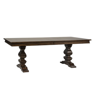 ROSALIND WHEELER Bristin Trestle Dining Table w/ 24" Removable Leaf