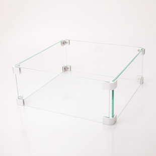 AJ ENJOY 14.4" Square Glass Flame Guard(Glass) by Tempered Glass wind shield and Aluminum Alloy brackets