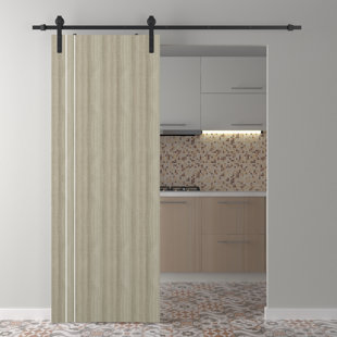 BELLDINNI Optima 80'' Solid + Manufactured Wood Flush with Installation Hardware Kit Barn Door
