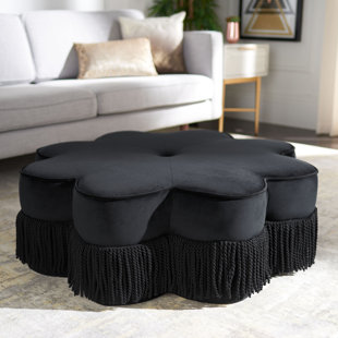 SAFAVIEH Tanith 99.06cm Wide Velvet Tufted Novelty Solid Colour Pouffe Ottoman