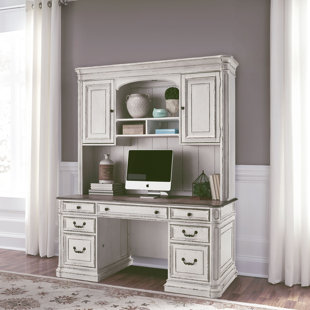 LIBERTY FURNITURE Magnolia Manor 66'' W Rectangle Executive Desk with Hutch and Cabinet