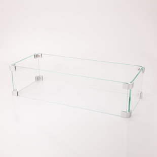 AJ ENJOY 19.1" Rectangular Glass Flame Guard(Glass) - Tempered Glass Wind Guard and Aluminum Profiles