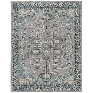 CAPEL RUGS Smyrna-Serapi Hand Tufted Wool Silver Blue Area Rug