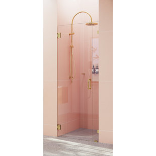 GLASS WAREHOUSE Illume 34.75 in. x 78 in. Fully Frameless Wall Hinge Shower Door