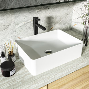Pensen 14.2'' White Stone Rectangular Bathroom Sink