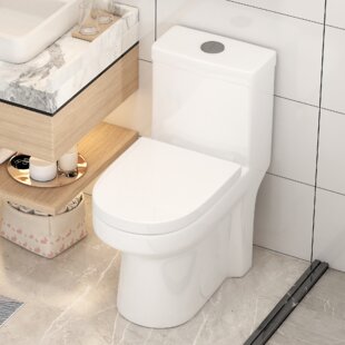 MOHOME Poseidon Small Compact One Piece Toilet For Bathroom, Powerful & Quiet Dual Flush Round Comfort Height Modern Toilet