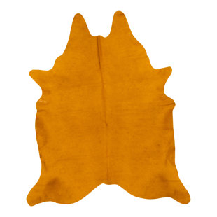 TROPHY ROOM STUFF Handmade Cowhide Orange Rug