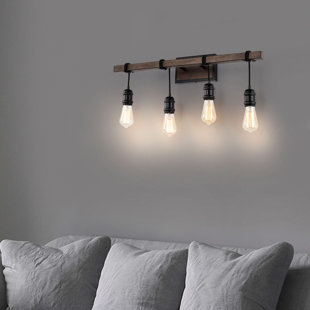 WILLISTON FORGE Kaivion 4-light Antique Black And Faux Wood Grain Finish Wall Sconce
