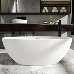 CPINGAO 71" x 35.43" Freestanding Soaking Solid Surface Bathtub