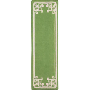 BETH LACEFIELD FOR SURYA Alameda Geometric Handmade Flatweave Wool Green/Ivory Area Rug