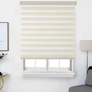 SYMPLE STUFF Cordless Faux Linen Zebra Blinds