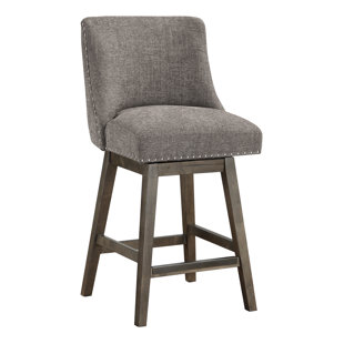 OSP DESIGNS Granville Swivel Upholstered Counter Stool with Solid Wood Frame