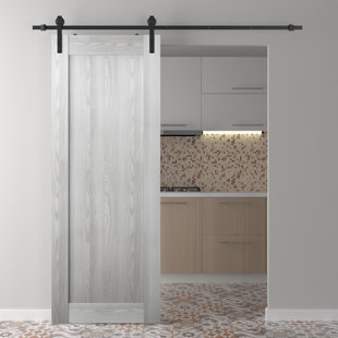 BELLDINNI Avon 80'' Solid + Manufactured Wood Paneled with Installation Hardware Kit Barn Door