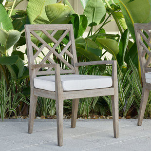 COASTAL LIVING™ BY UNIVERSAL FURNITURE La Jolla Teak Outdoor Dining Armchair with Cushion