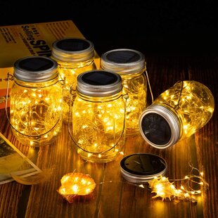 YI LIGHTING LED 10-Pieces Solar Powered Mason Jar Lights Outdoor Hanging Lanterns 30-LEDs (Set of 10)