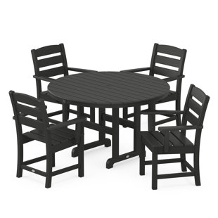 POLYWOOD® Lakeside 5-Piece Round Farmhouse Dining Set (Set of 5)