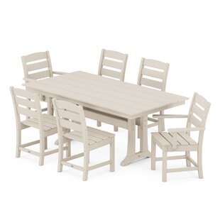 POLYWOOD® Lakeside 7-Piece Farmhouse Dining Set with Trestle Legs (Set of 7)