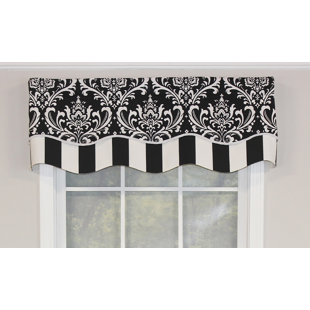 RLF HOME Damask Cotton Blend Scalloped 50'' W Window Valance