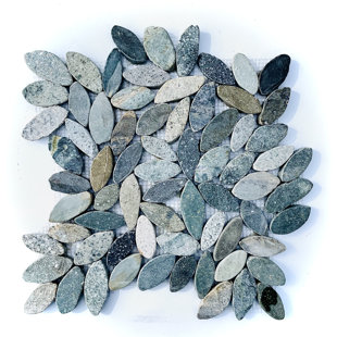 FUSTONE Flower Petal Shape Natural Sea Pebble Mosaic 12" x 12" Wall & Floor Tile