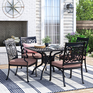 THREE POSTS™ Caseyville 5-Piece Patio Dining Set with Cushions and 36'' Square Dining Table