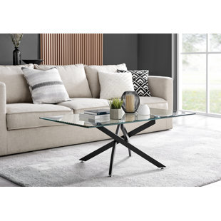 CANORA GREY Chayton Modern Contemporary Glass and Black Coffee Table - Modern Sleek Design