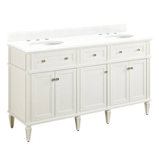 SIGNATURE HARDWARE 60" Elmdale Double Bathroom Vanity Set with Oval Undermount Sinks