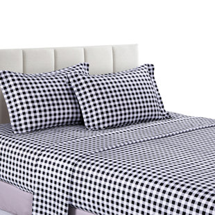 SAY YES BEDDING Hepburn 100% Cotton Twill Plaid Sheet Set (Set of 3)