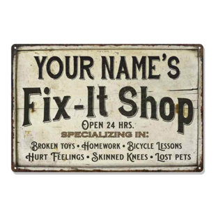 CHICO CREEK SIGNS Personalized Fix-It Shop Sign Wall Décor