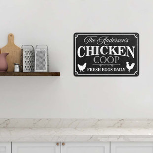 CHICO CREEK SIGNS Personalized Chicken Coop Sign Fresh Eggs Wall Décor