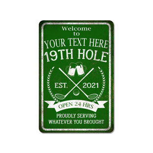 CHICO CREEK SIGNS Personalized 19th Hole Bar Sign Garage Décor