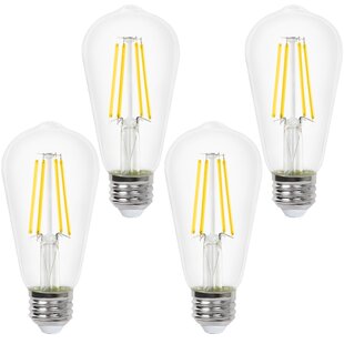 CANDEX LIGHTING 6 Watt (40 Watt Equivalent), ST19 LED, Dimmable Light Bulb,Warm White 2700K E26/Medium Standard Base (Set of 4)